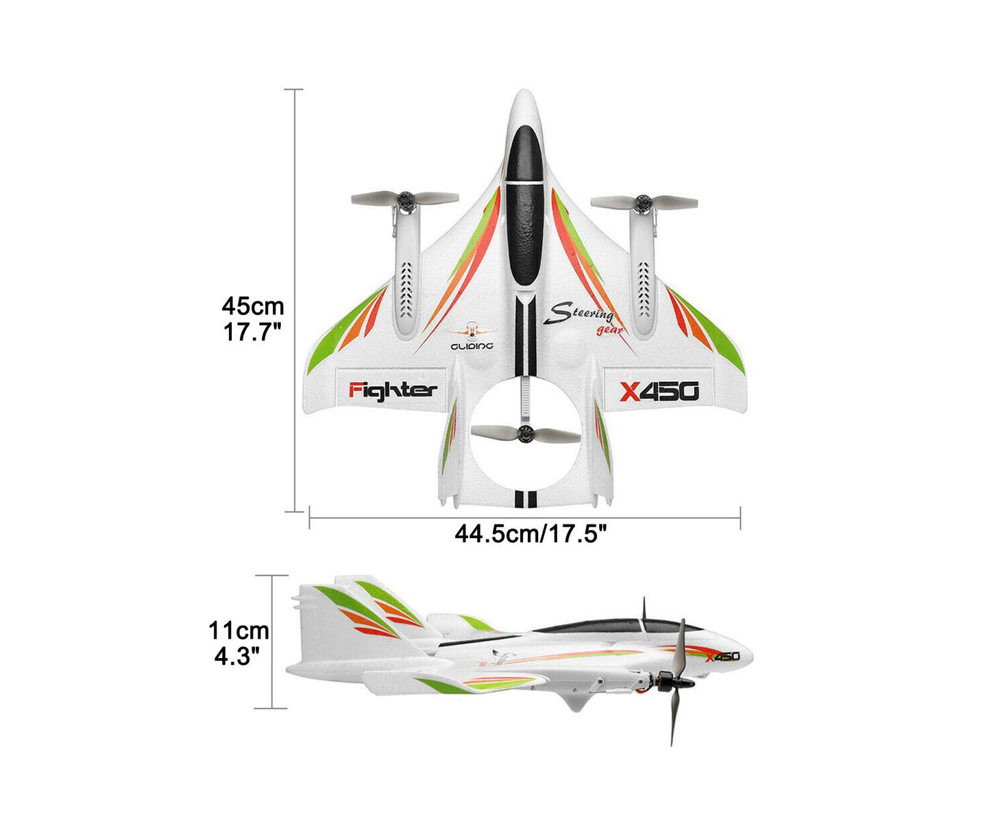 Детская игрушка Bruce & Shark X450 Vtol 3D/6G Modes RC Plane, цвет: Белый — фото 7