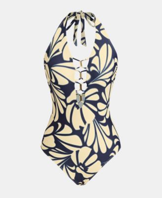 Women's Hibiscus Picking Floral One-Piece Swimsuit