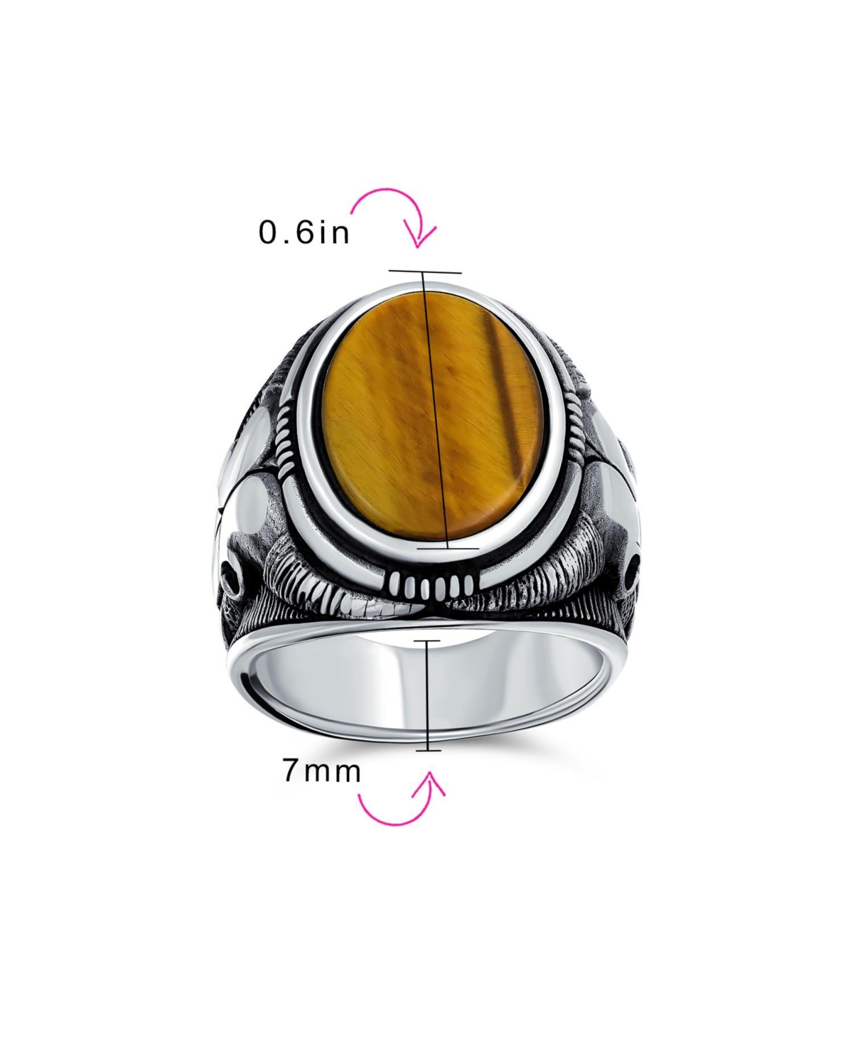 Bling Jewelry Men's Signet Western Texas Longhorn Skull Ring Sterling Silver