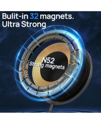 Magnetic 15W Wireless Charger, Round Ultra-thin Alloy with Type-C Cable, Magsafe Charging Pad, 15W Fast for iPhone 16/15/14/13/12 Series (Black)