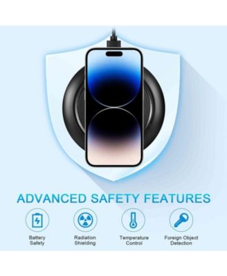Round desktop wireless charger, 15W maximum fast wireless charging pad, compatible with i-Phone 14 for Apple, Black