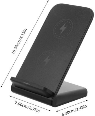 15w fast charging stand dual coil wireless charger, desktop mobile phone vertical wireless charger for desktop vertical and placement, black
