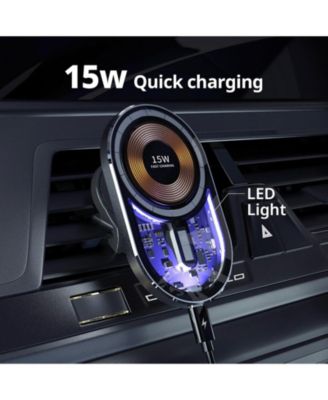 Wireless Car Charger, 15W Fast Charging 360 Degree LED Car Charger Phone Holder Phone Holder for Apple Fast Charging