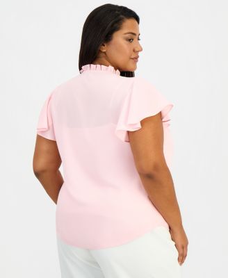Plus Size Ruffled Button-Front Top