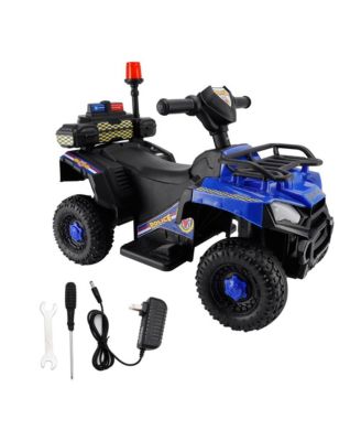 6V Kids Police Ride-On ATV, Electric Toy with 4 Wheels, Light, Sound & Foot Pedal Drive