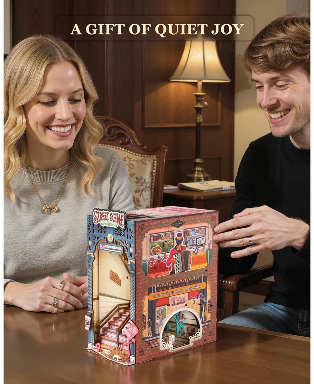 Robotime Book Nook Kits Diy 3D Puzzle 10" Subway Urban Street Scene Decorative Bookends Bookshelf