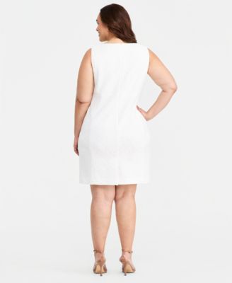 Plus Size Bonded Lace Sheath Midi Dress  