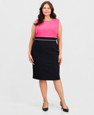 Plus Size Sleeveless Colorblocked Sheath Dress