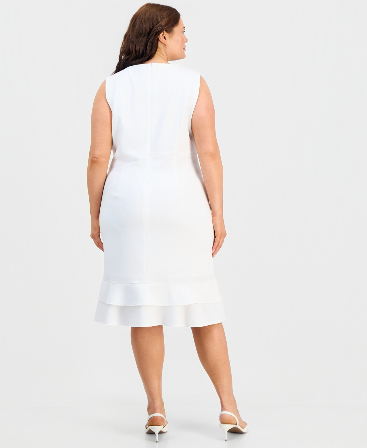 Kasper Plus Sleeveless Flounce-Hem Sheath Dress