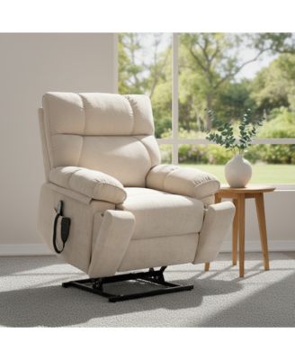 Heat Massage Dual Motor Infinite Position Up to 350 LBS Large Electric Power Lift Recliners with Hidden Cup Holders