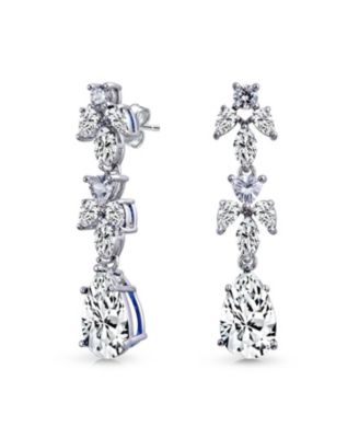  Teardrop CZ Spray Collar Statement Necklace & Chandelier Earrings Jewelry Set