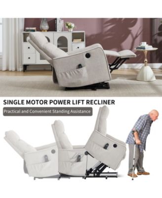 Chenille Power Lift Recliner Chair 155° Recliner with Massage Heat USB for Indoor Elderly