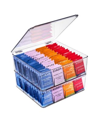 2 Pack 12 Compartments Tea Bag Organizer - Stores Tea Bags, Drink Packets, Condiments, and More