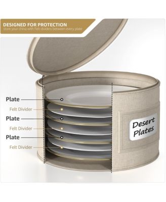 China Storage Containers – Dinnerware Organizer for Dinner Plates with Lid (Holds Service for 12) with Felt Protectors – 12 x 6.25