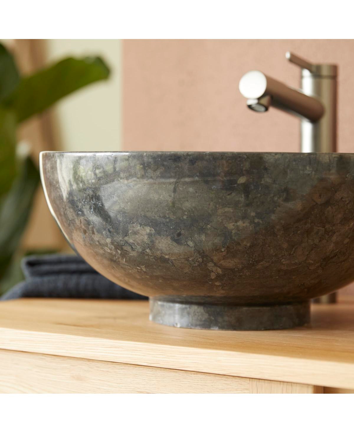 Tikamoon Smooth Genuine Marble Washbasin in a Modern Design Standard Bathroom