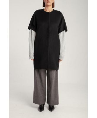 Women's Cashmere Short Sleeve Crew Neck Coat