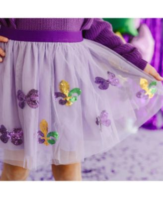 Big Girls Fleur De Lis Sequin Mardi Gras Tutu