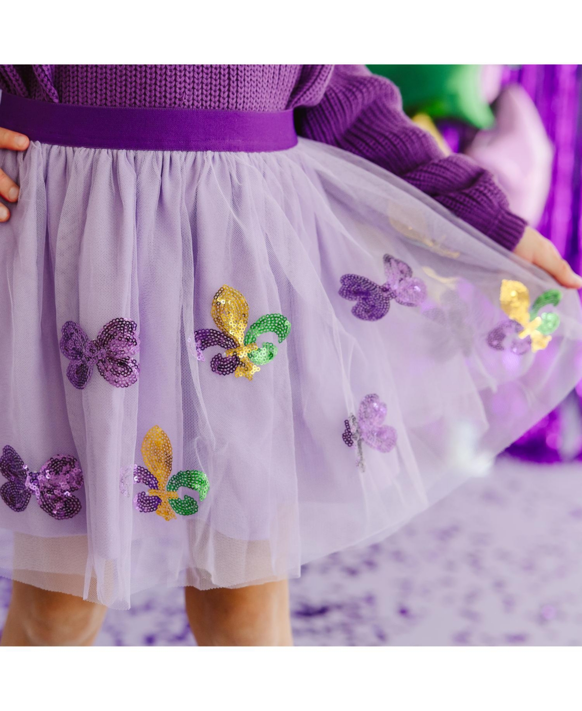 Sweet Wink Big Girls Fleur De Lis Sequin Mardi Gras Tutu