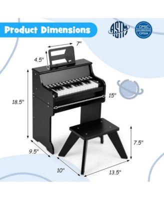 Kids Digital Piano Keyboard with Lighted Teaching Mode and Stool