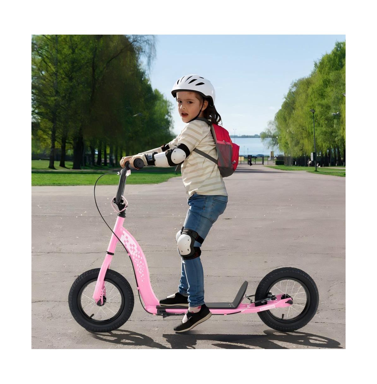 Hongge Adjustable Kick Scooter with Inflatable Tires and Rear Brake