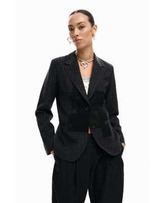 Women's Striped patch blazer