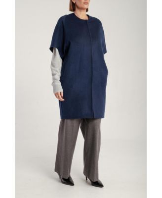 Women's Cashmere Short Sleeve Crew Neck Coat