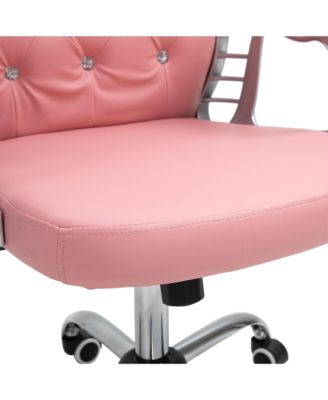 HOMCOM Vanity Office Chair Tufted Backrest Swivel Rolling Height Adjustable