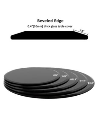 36" Tempered Glass Table Top (Black, 2/5" Thick, Beveled Edge