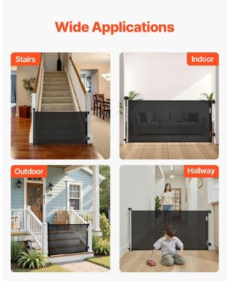 Extra Tall Retractable Baby Gate, 38.5 in Tall, Extends to 72.8 in Wide, Mesh Safety Gate w/ Security Lock, Indoor/Outdoor