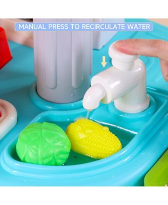 Kids Kitchen Playset with Light, Sound & Spray Functions for Realistic Pretend Play