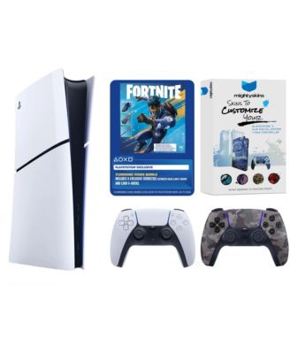 PlayStation 5 Digital Fortnite Flowering Chaos Bundle with Extra Controller and MightySkins Code - Gray Camo