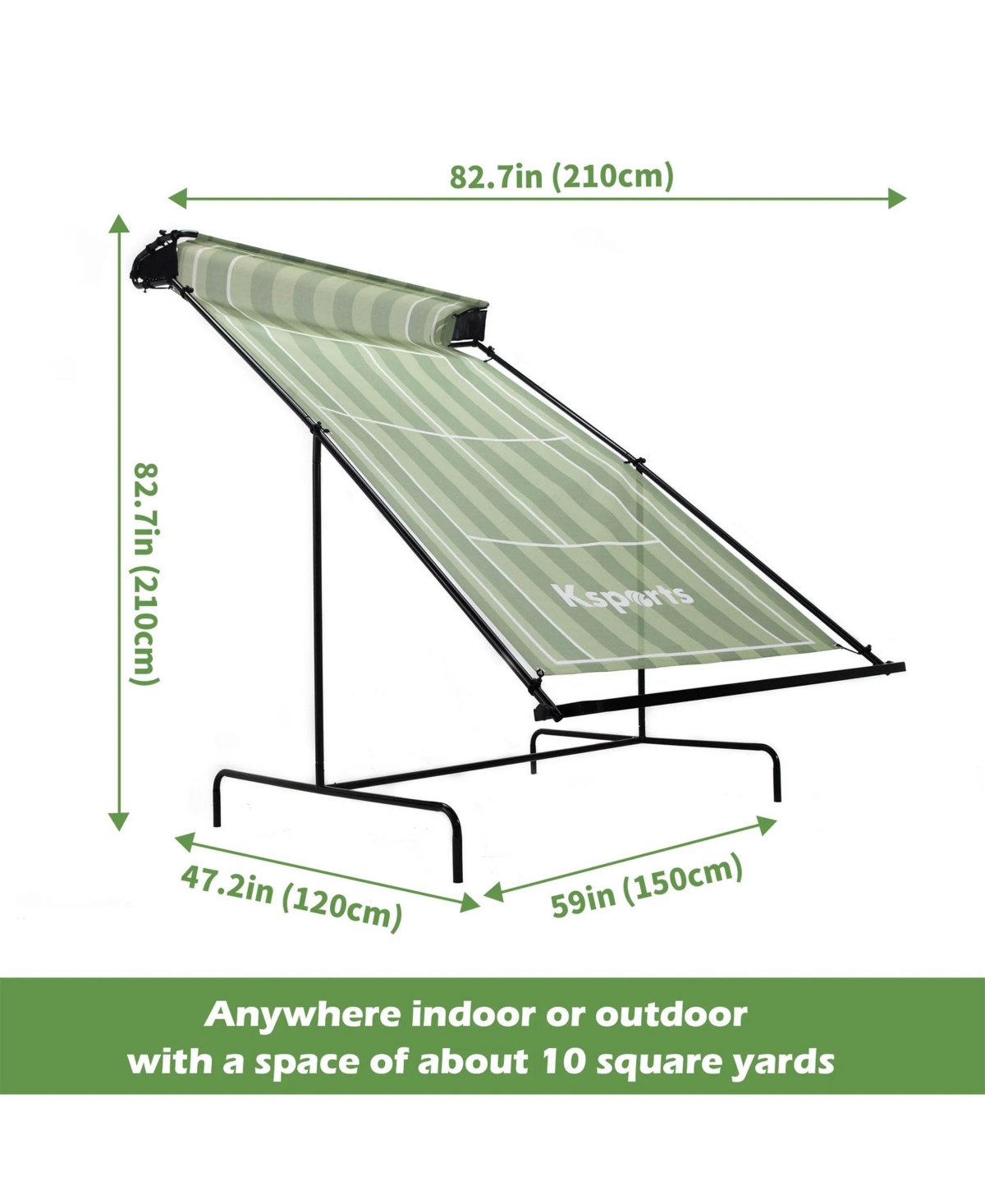 Ksports Racquet Sports Tennis Rebounder for Indoor & Outdoor w/Carry Bag, Green