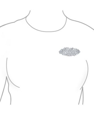 Crystal Pave  Art Deco Style Cluster of Roses Brooch Pin Silver Plated