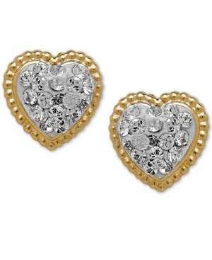 image of Children-s 14k Gold Earrings, Crystal Heart Earrings