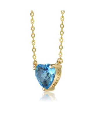 Radiant 14K Gold Plated Blue CZ Heart Pendant Necklace