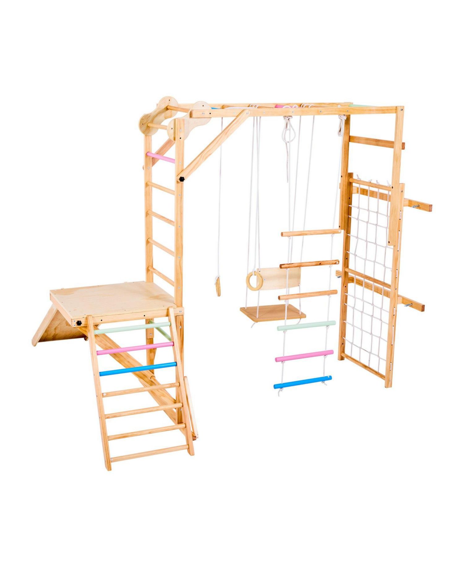 8-in-1 Wooden Indoor Playground Jungle Gym