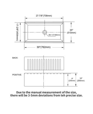 30x20x10inch White Farmhouse Sink Porcelain Ceramic Single Bowl Workstation Kitchen Sink