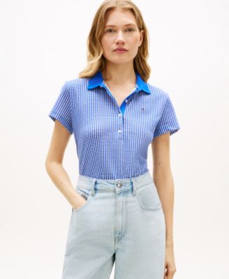 Women's Printed Short-Sleeve Polo Top
