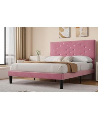  Queen Bed Frame Upholstered Platform Bed Space Saving, for Living Room, Guest Room