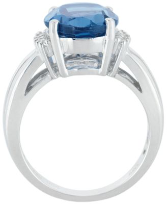 London Blue Topaz (5-1/2 ct. t.w.) & Diamond (1/6 ct. t.w.) Ring in Sterling Silver