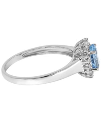 Aquamarine (5/8 ct. t.w.) & Diamond (1/8 ct. t.w.) Ring in 14k White Gold