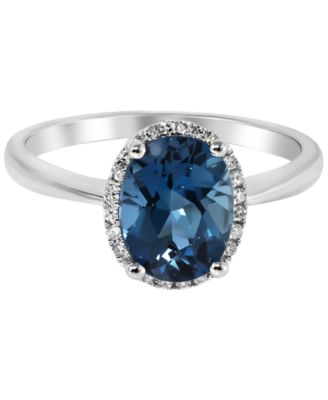 London Blue Topaz (2 ct. t.w.) & Diamond (1/20 ct. t.w.) Ring in 14k White Gold