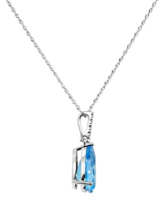 Blue Topaz (5 ct. t.w.) & Diamond Accent Pendant Necklace in 14k White Gold