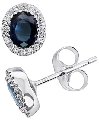 Sapphire (7/8 ct. t.w.) & Diamond (1/10 ct. t.w.) in 14k White Gold