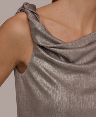 Women’s Foil Asymmetric Neck Top