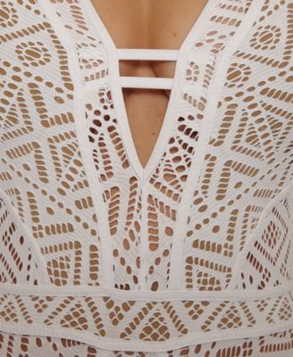 Women's Color Play Crochet Plunge One-Piece Swimsuit