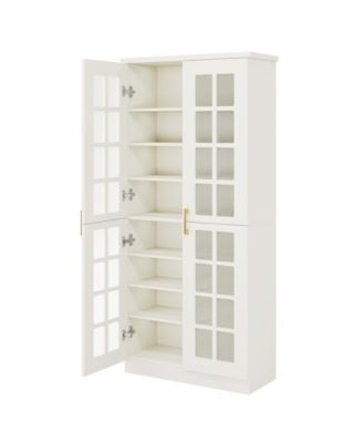 71-Inch Tall Shoe Cabinet with Doors Set of 2, 8-Tier Shoe Storage Cabinet with Adjustable Shelves, Modern Shoe Organizer Shoe Rack Cabinet