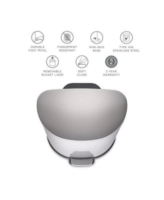 Step-On Trash Can 13.2 Gallon, D Shaped Stainless Steel