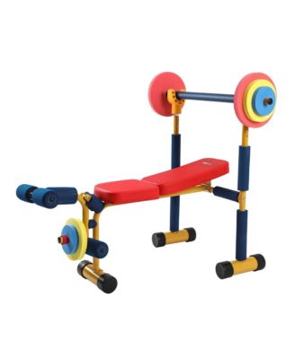 Kids Weight Bench Set with 35" Bench & Adjustable Headrest, Multicolor