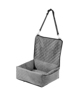 Dog Car Booster Seat w/ Storage Pocket & Safety Leash, Sponge + PP Cotton Fill, Dog Car Bed for Small/Medium Dogs up to 40 lb, Gray
